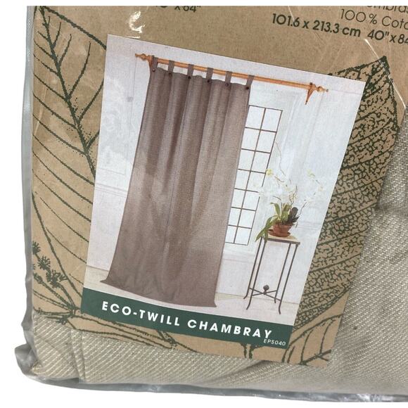 Shower Curtain NEW Eco-Twill Chambray Cotton Tab Top Park Smith 40x84” INDIA - Picture 1 of 9